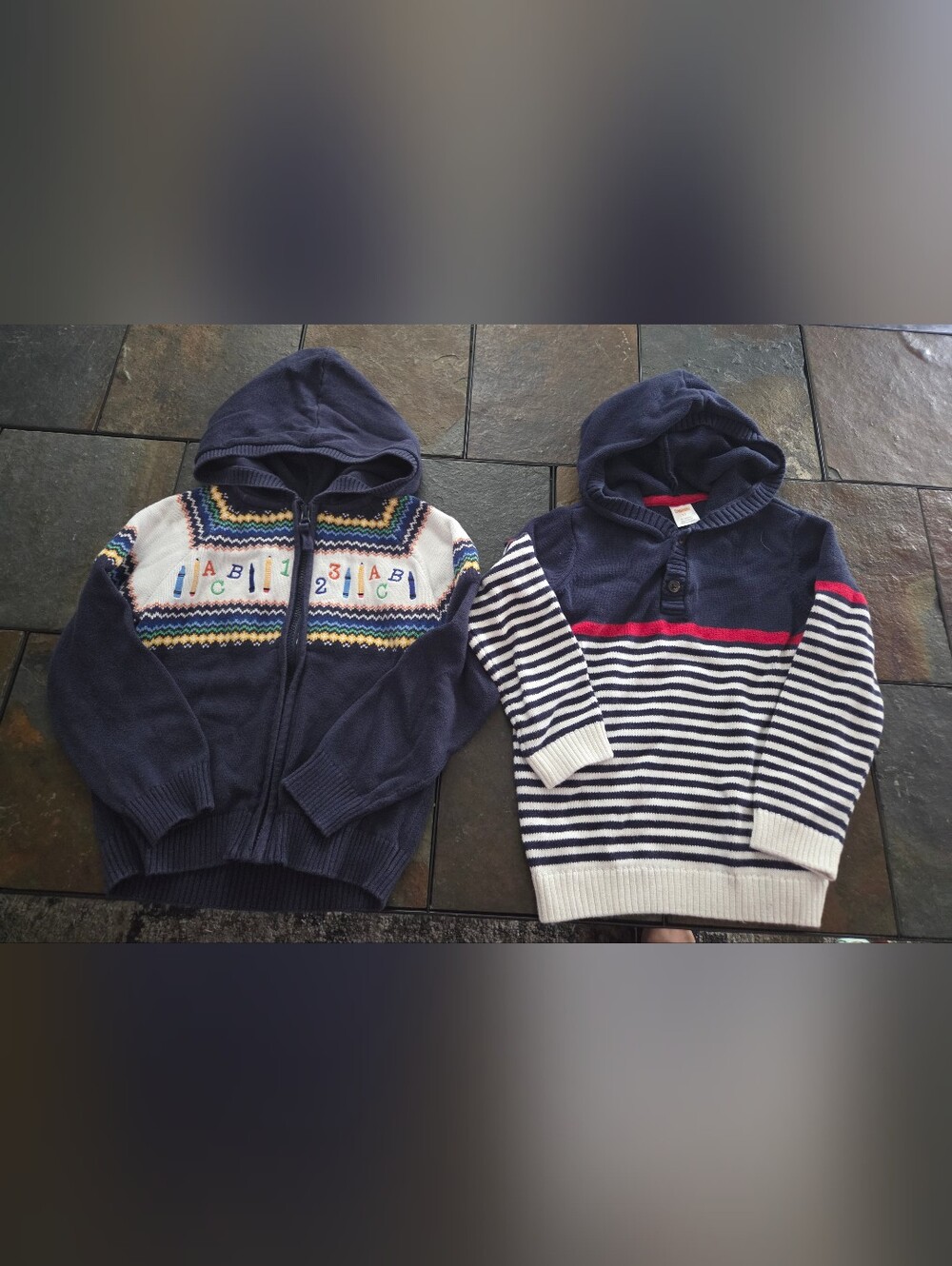 Gymboree Navy Hooded Knit Sweater And Zip Up Sweater